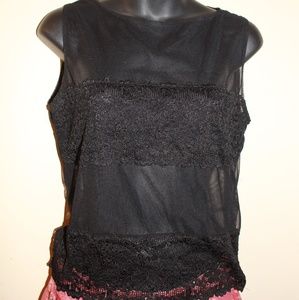 Sexy Black Sheer & Lace Top - Size 1XL/2XL